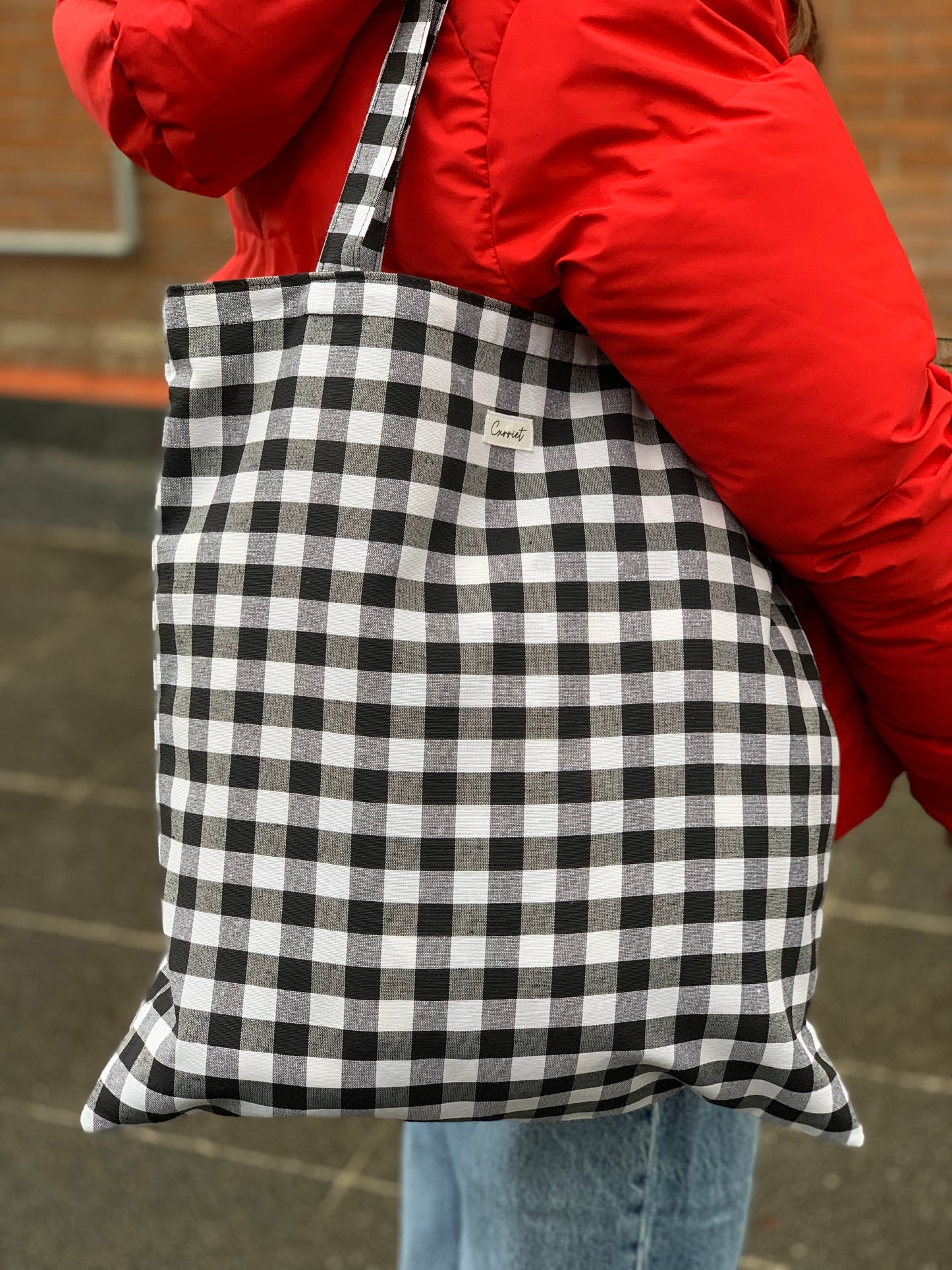 Bolsa Tote vichy negro