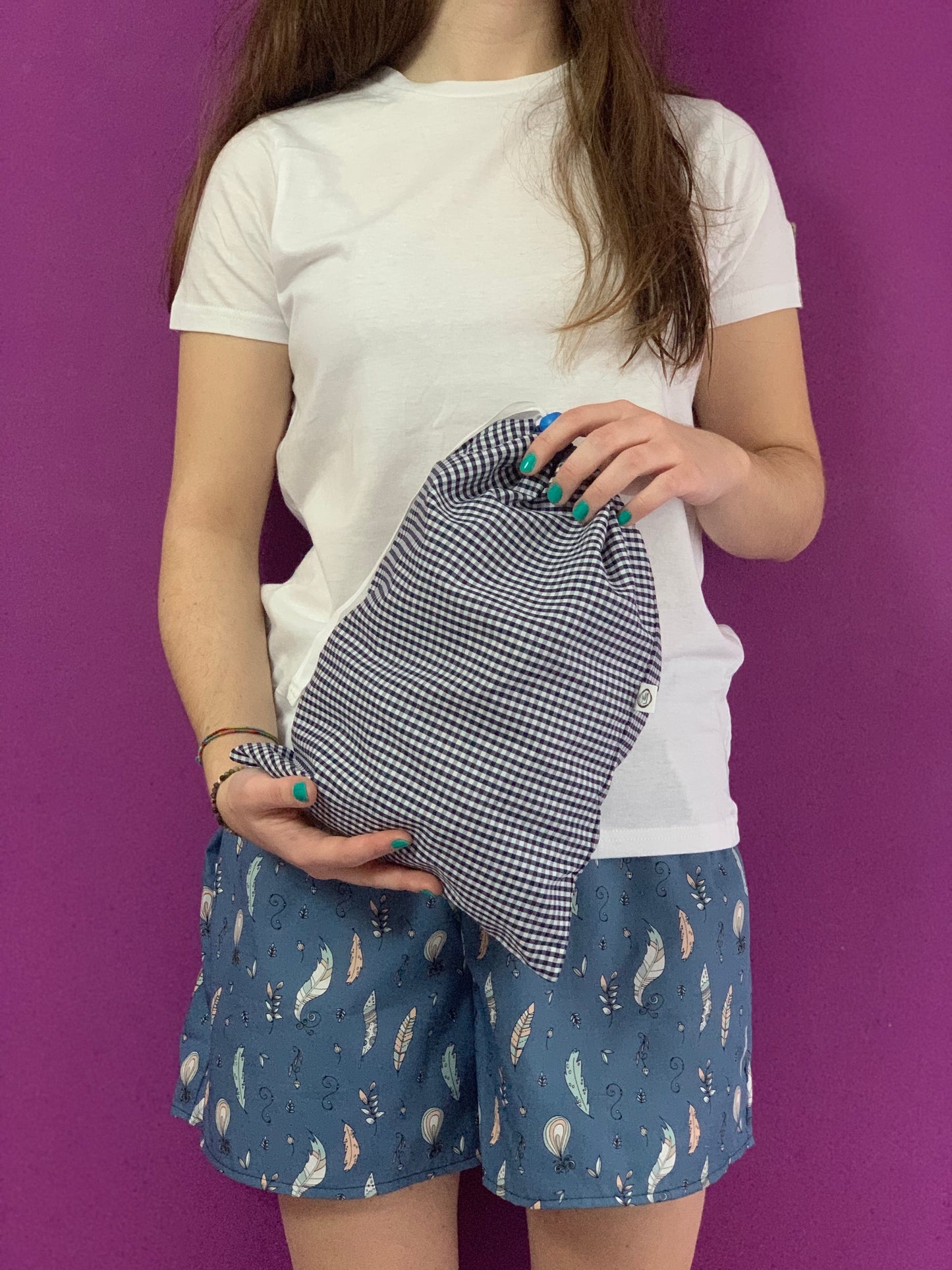 Pijama plumas fondo azul talla XS