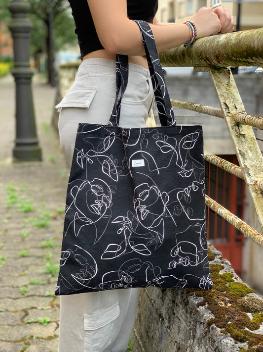 Bolso tote caras negro