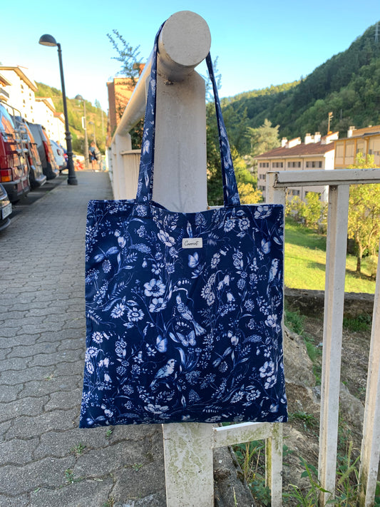 Bolsa plegable pájaros azul