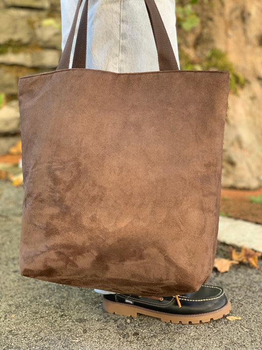 Bolso tote de antelina marrón