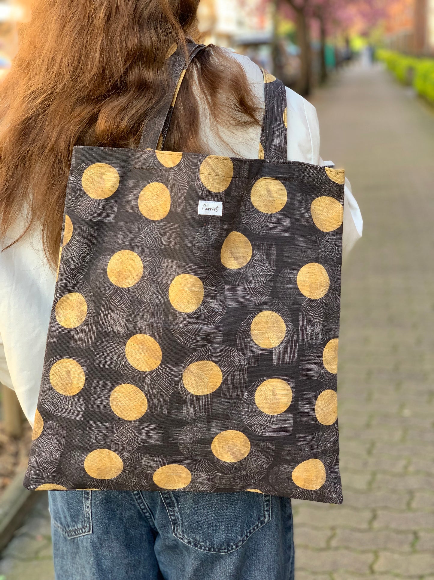 Bolsa Tote detalles mostaza