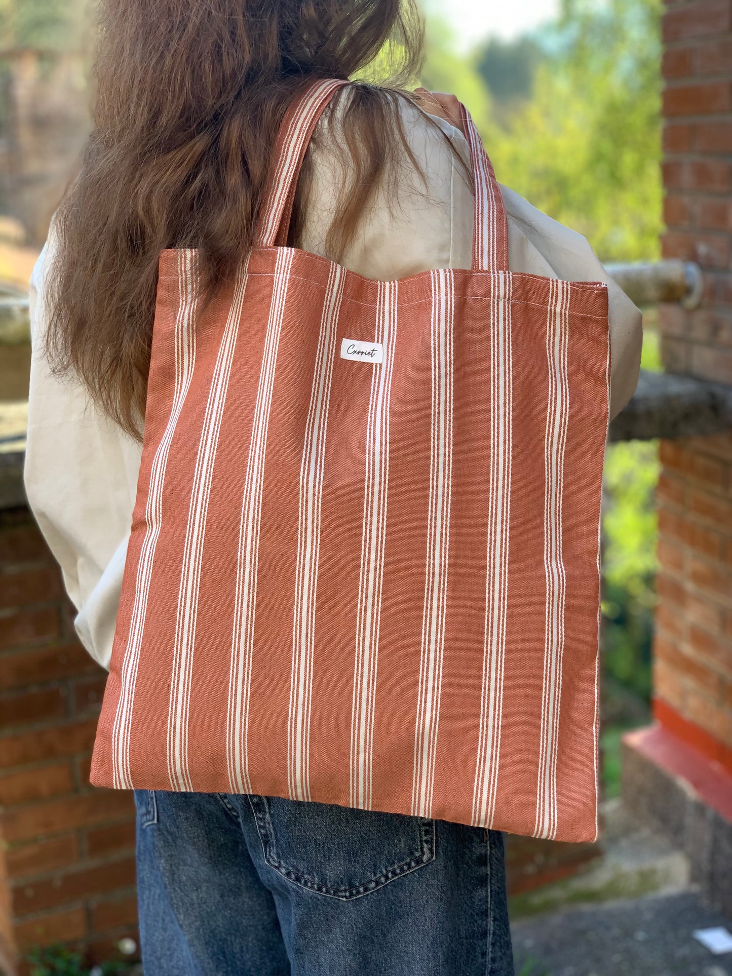 Bolsa Tote teja rayas