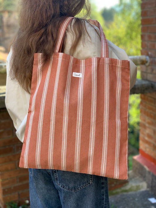 Bolsa Tote teja rayas