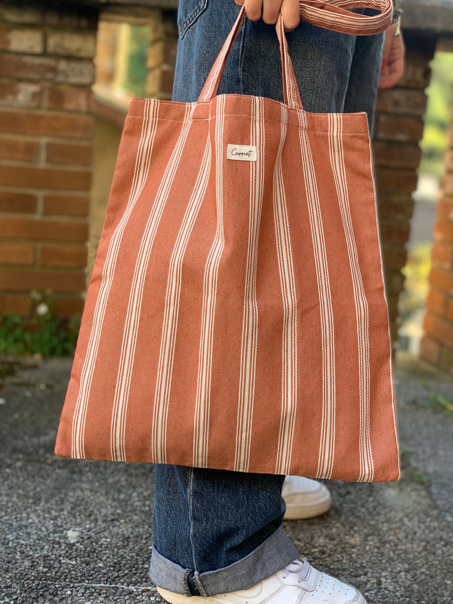 Bolsa Tote teja rayas